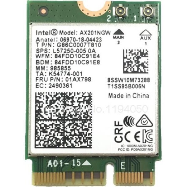 Intel® Wi-Fi 6 AX201 (Gig+)