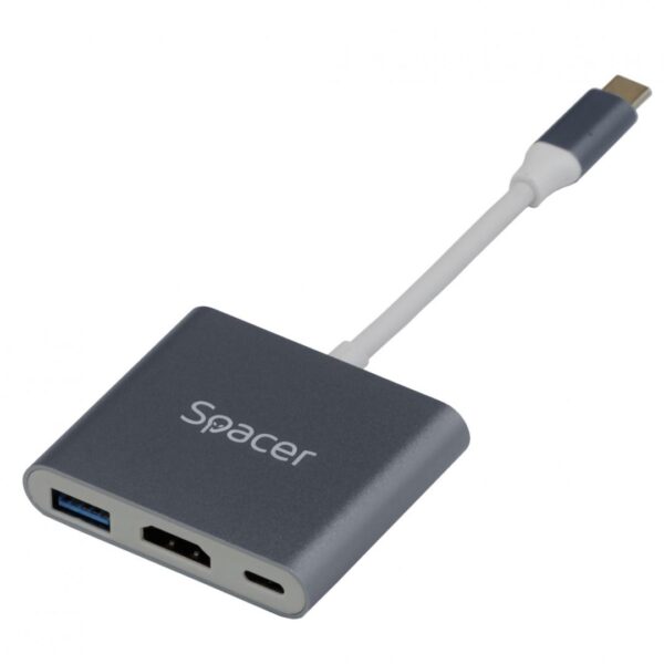 Docking station SPACER SPDS-TYPEC-HUP3, USB Type-C, 87W, Gri, 2 ani Garantie